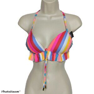 California Waves Multicolor Ruffled Bikini Swimsuit XS